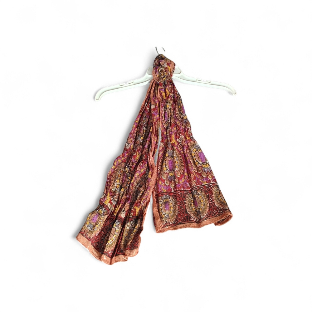 Boho Paisley Multicolor Scarf - Pink & Rust